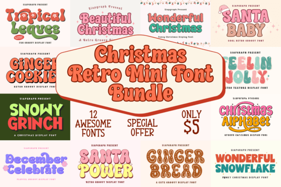 Christmas Retro Mini Font Bundle